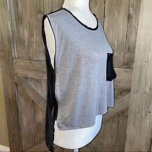 Tobi Edgey Sheer Zipper Studded Cropped Long Back Top